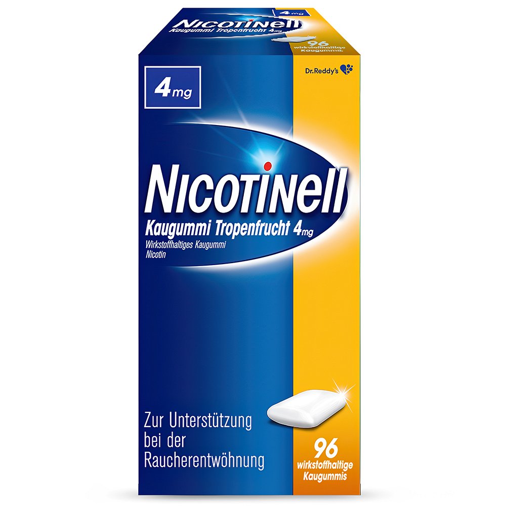 NICOTINELL Kaugummi Tropenfrucht 4 mg - 96Stk - Raucherentwöhnung