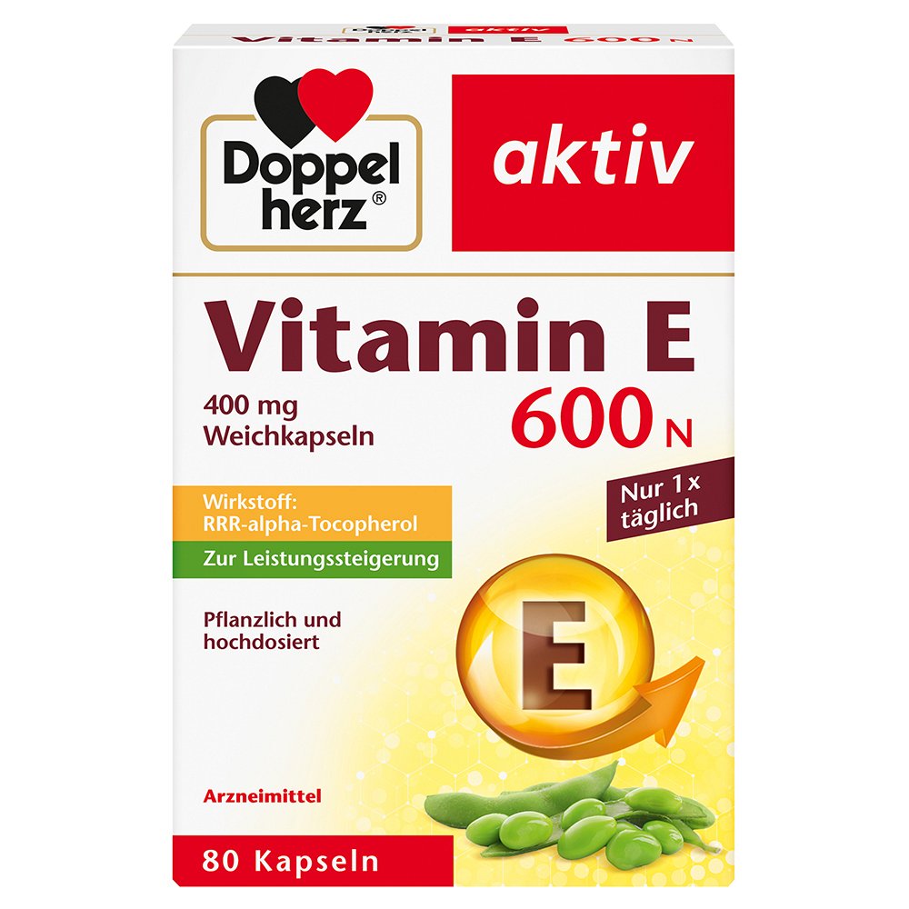 DOPPELHERZ Vitamin E 600 N Weichkapseln - 80Stk - Für Frauen & Männer