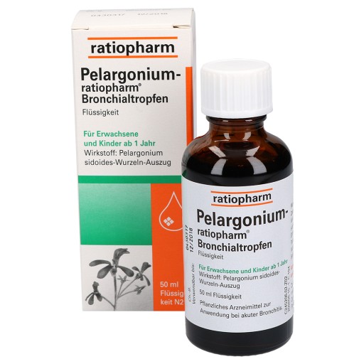 PELARGONIUM-RATIOPHARM Bronchialtropfen - 50ml - Erkältung - Husten