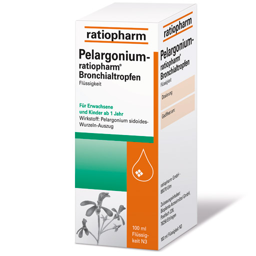 PELARGONIUM-RATIOPHARM Bronchialtropfen - 100ml - Erkältung - Husten