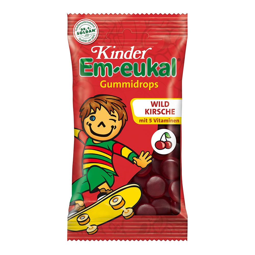 EM-EUKAL Kinder Gummidrops Wildkirsche zuckerhalt. - 75g - Kinder Em-eukal®