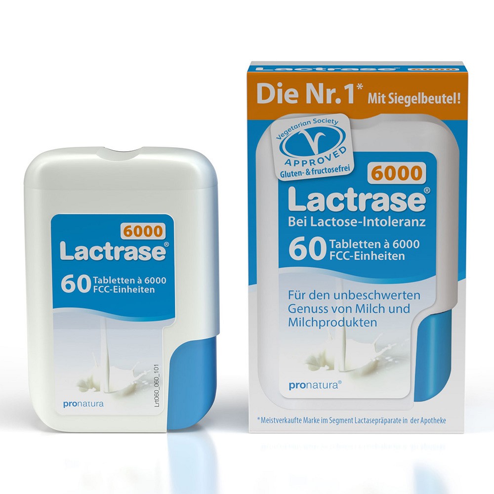 LACTRASE 6.000 FCC Tabletten im Klickspender - 60Stk - Verdauungsenzyme