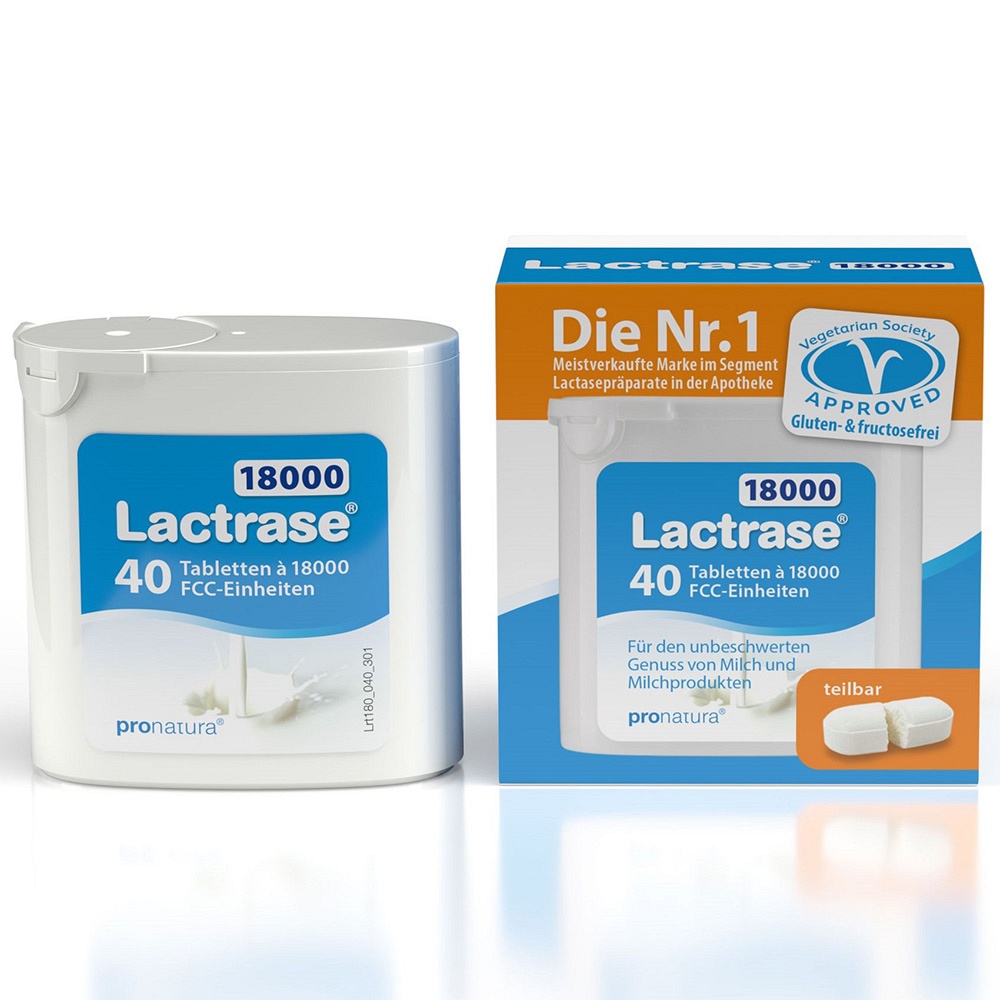 LACTRASE 18.000 FCC Tabletten teilbar im Spender - 40Stk - Verdauungsenzyme
