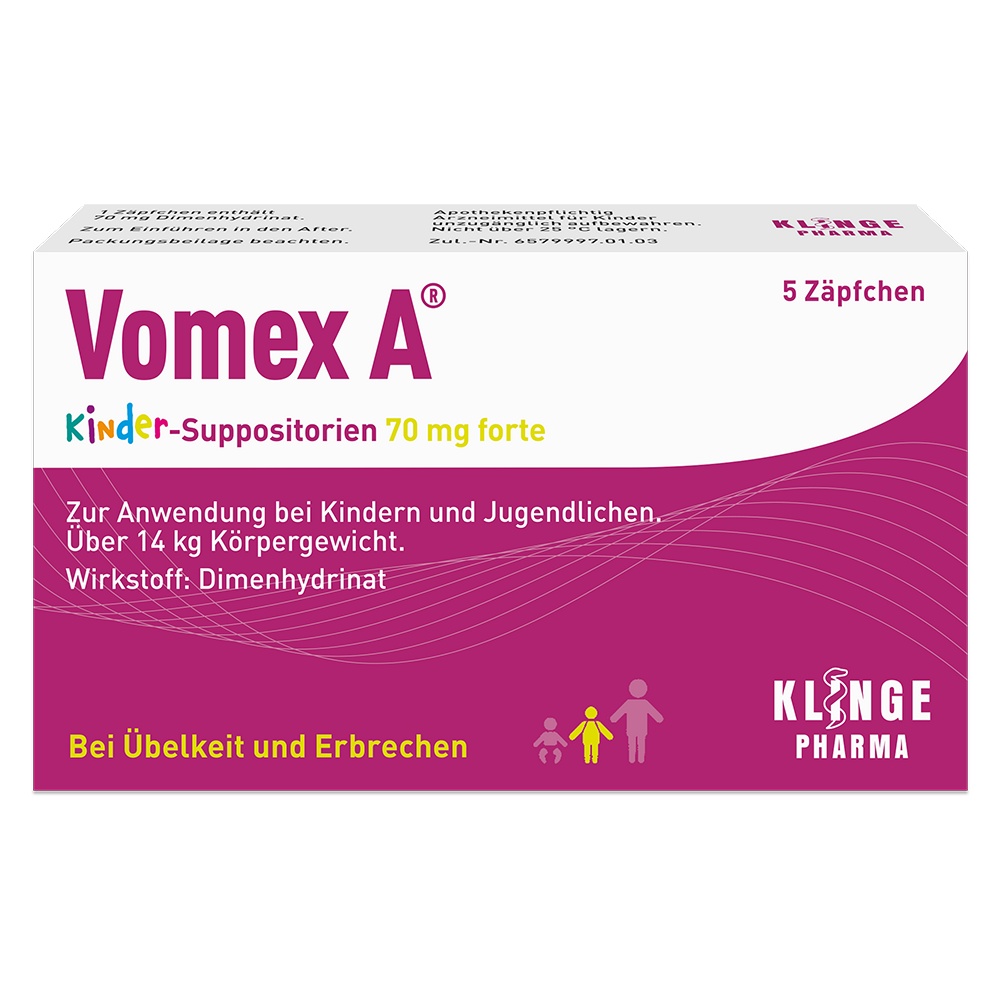 VOMEX A Kinder-Suppositorien 70 mg forte - 5Stk - Erkältung & Fieber