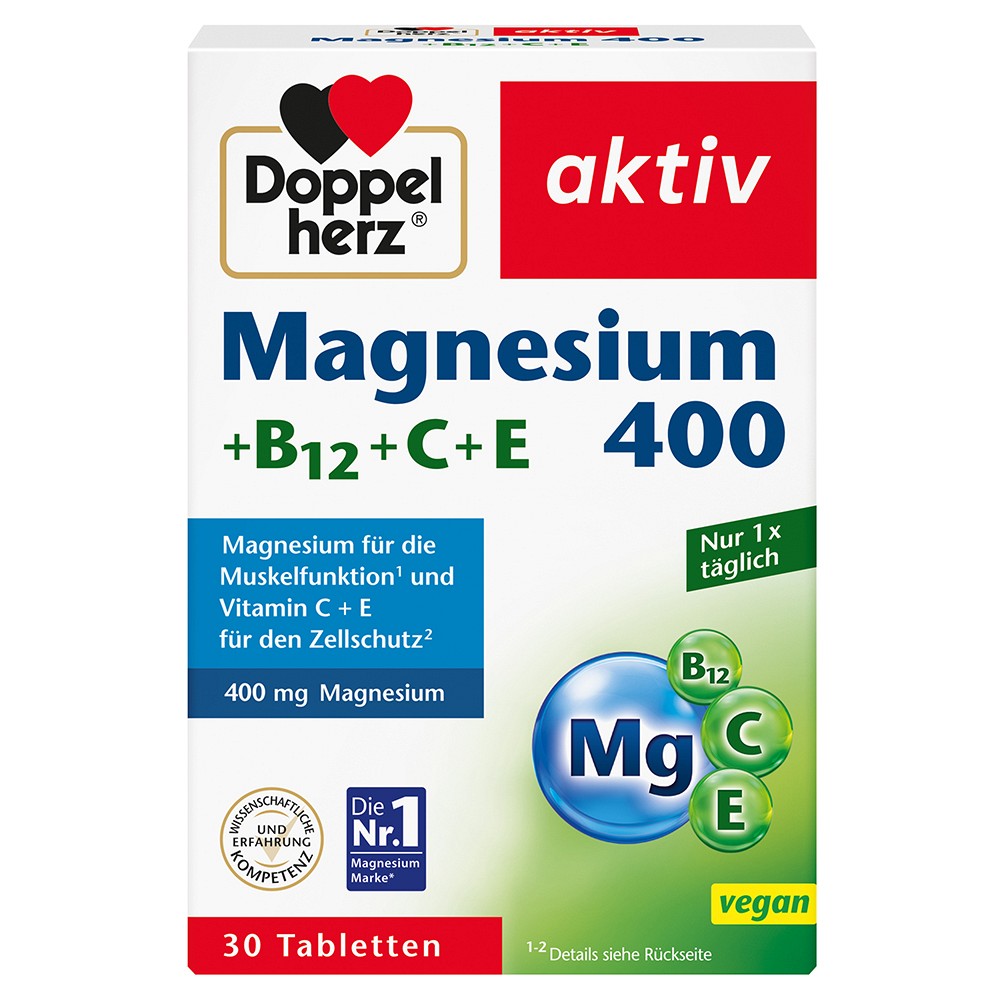 DOPPELHERZ Magnesium 400+B12+C+E Tabletten - 30Stk - Mineralstoffe & Vitamine