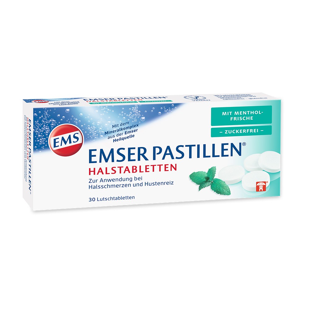 EMSER Pastillen mit Mentholfrische zuckerfrei - 30Stk - Abwehr, Husten & Halsschmerzen