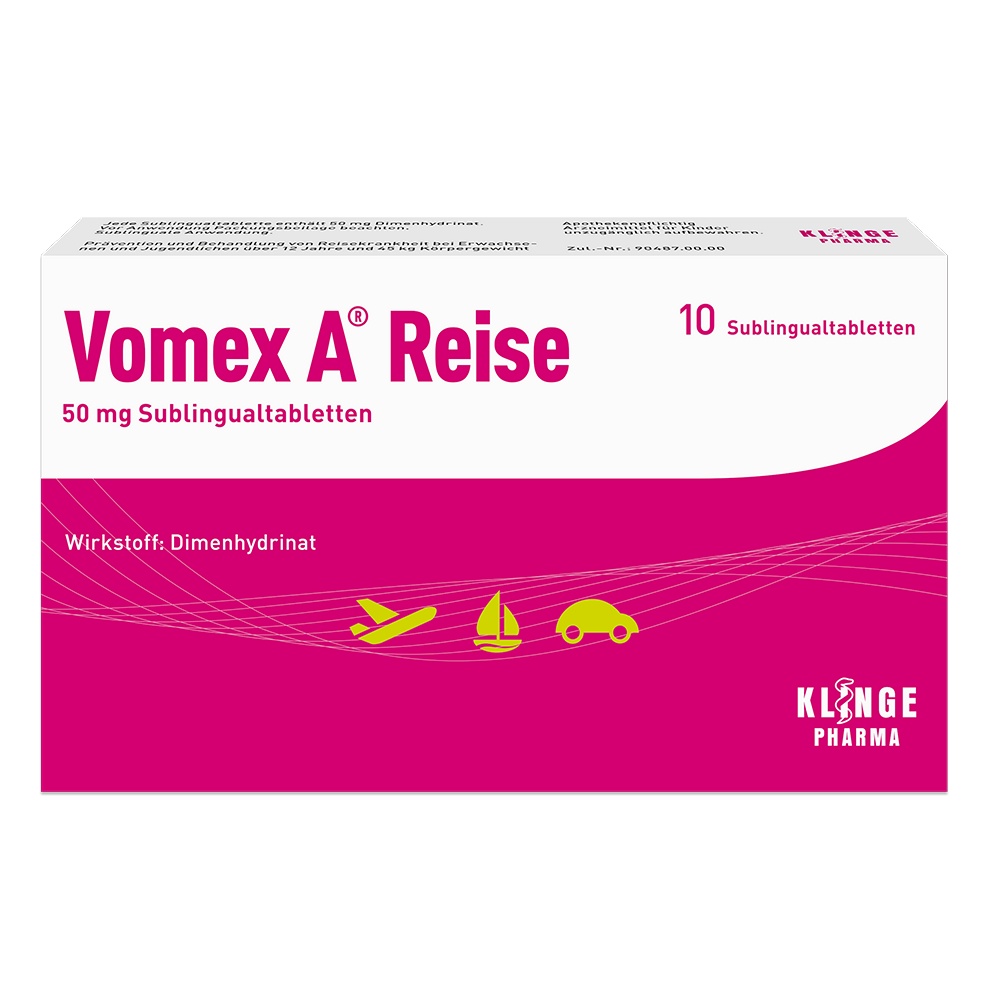 VOMEX A Reise 50 mg Sublingualtabletten - 10Stk - Für den Flug