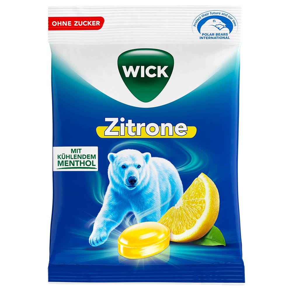 WICK Zitrone & nat.Menthol Bonb.o.Zucker Beutel - 72g