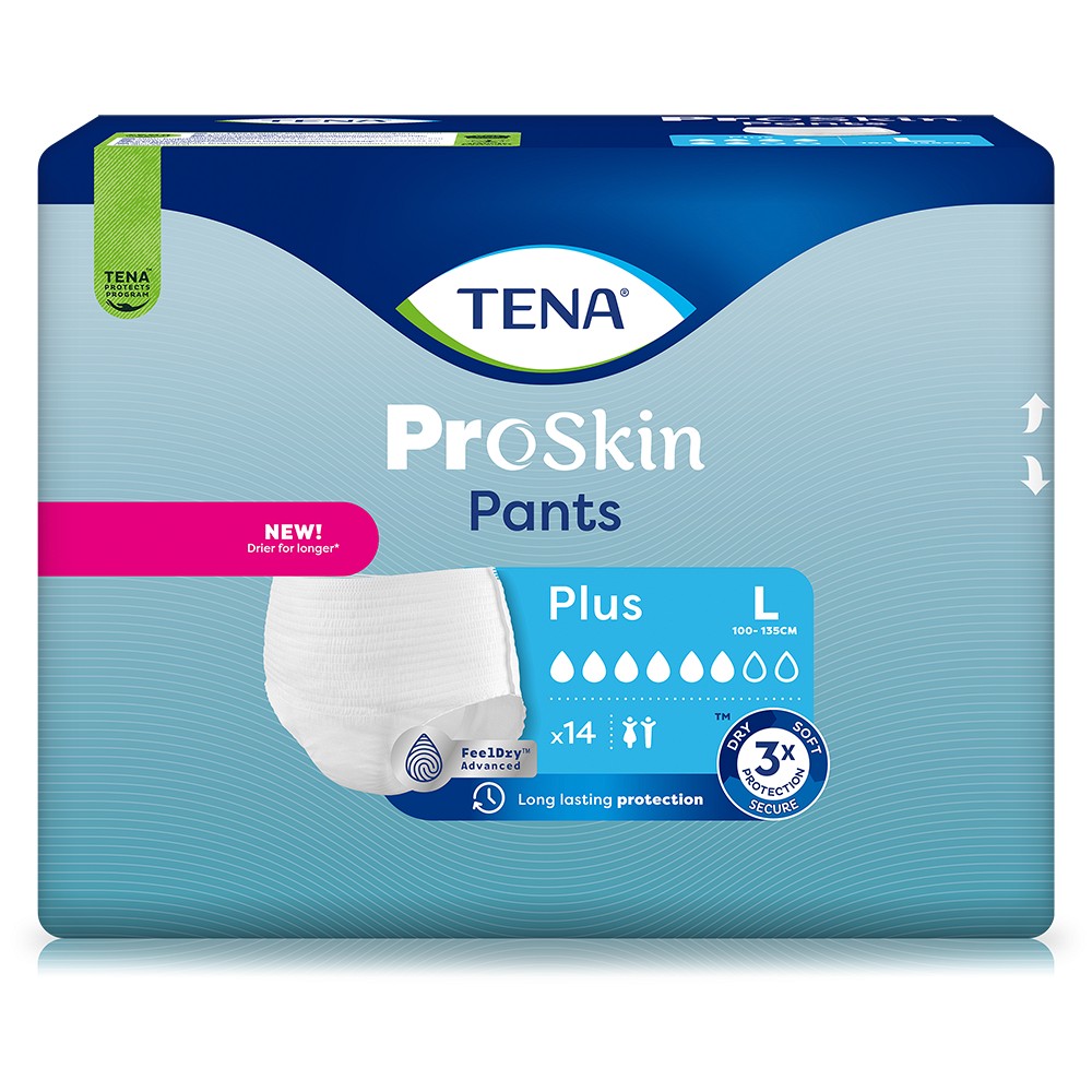 TENA PANTS Plus L bei Inkontinenz - 14Stk - Einlagen & Netzhosen