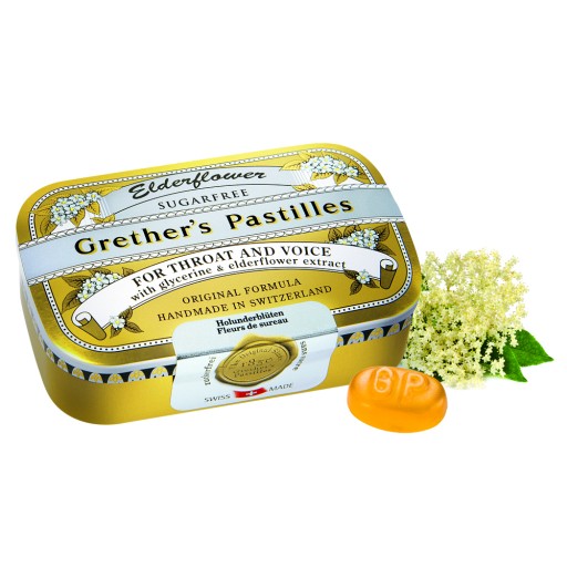 GRETHERS Elderflower zuckerfrei Pastillen - 110g - Gesundheit & Wellness