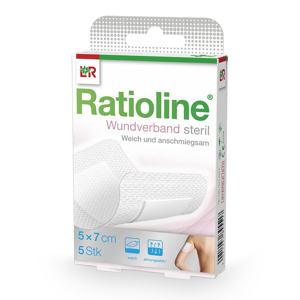 RATIOLINE Wundverband 7x5 cm steril - 5Stk - SENSITIV