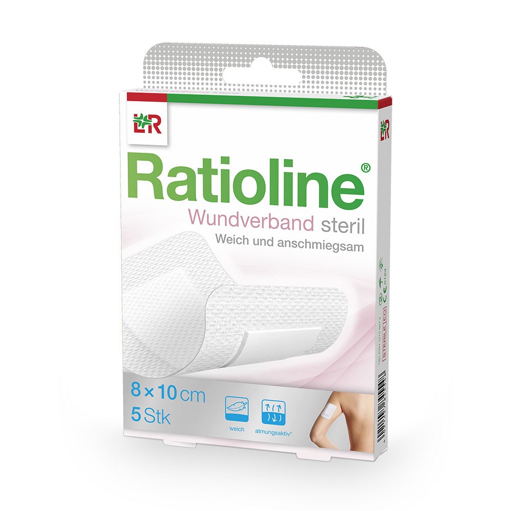 RATIOLINE Wundverband 10x8 cm steril - 5Stk - SENSITIV