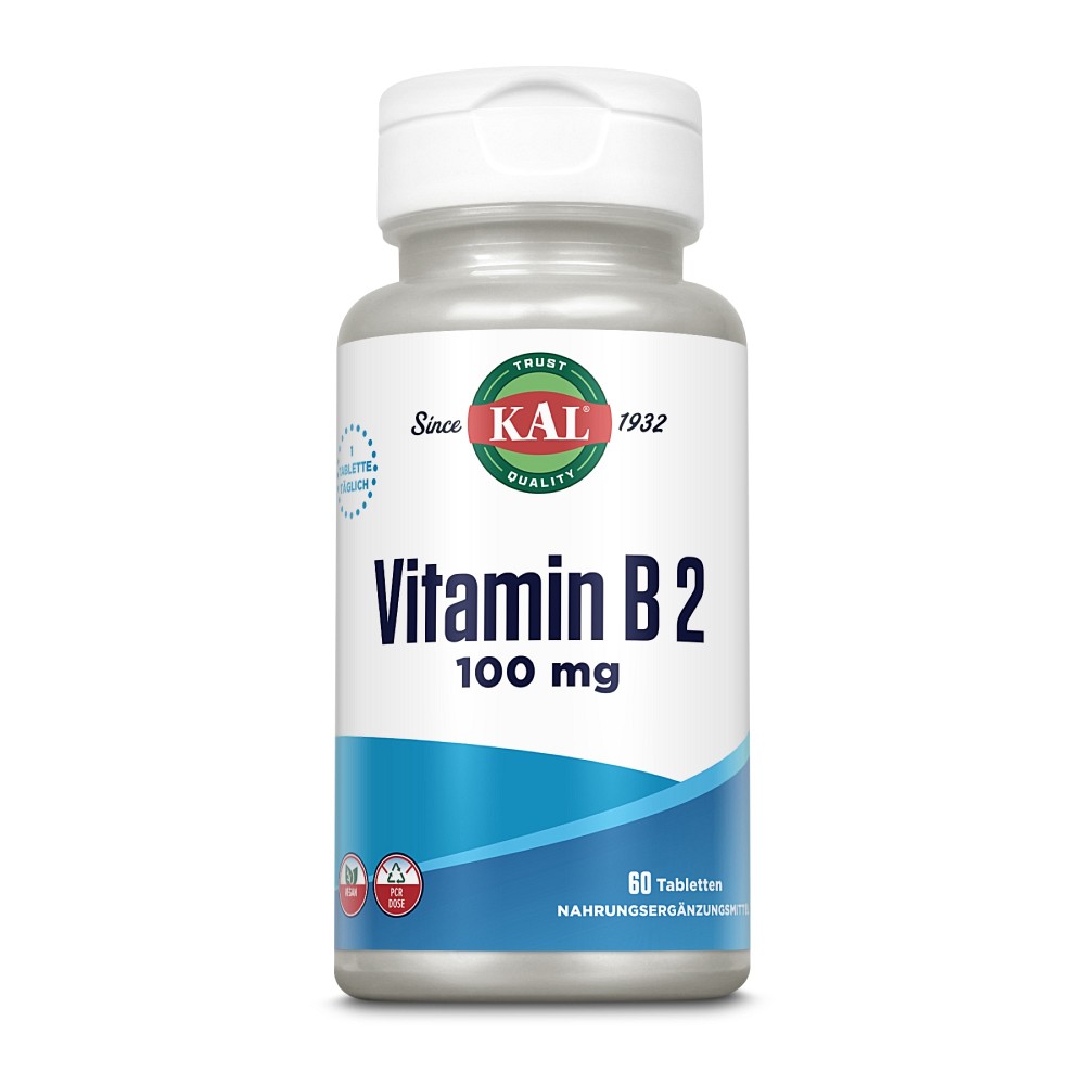 VITAMIN B2 RIBOFLAVIN 100 mg KAL Tabletten - 60Stk - Vegan