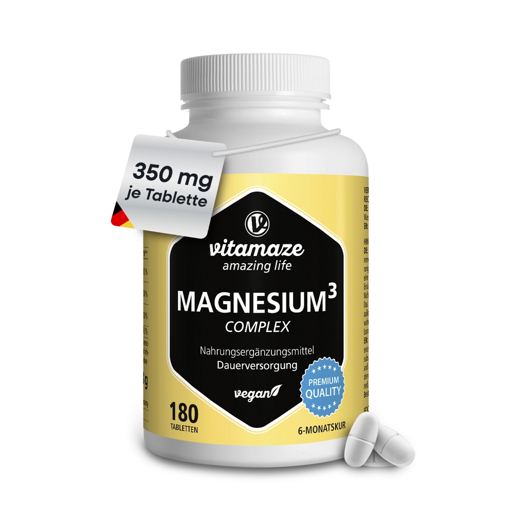 MAGNESIUM 350 mg Komplex Citrat/Oxid/Carbon.vegan - 180Stk - Vegan
