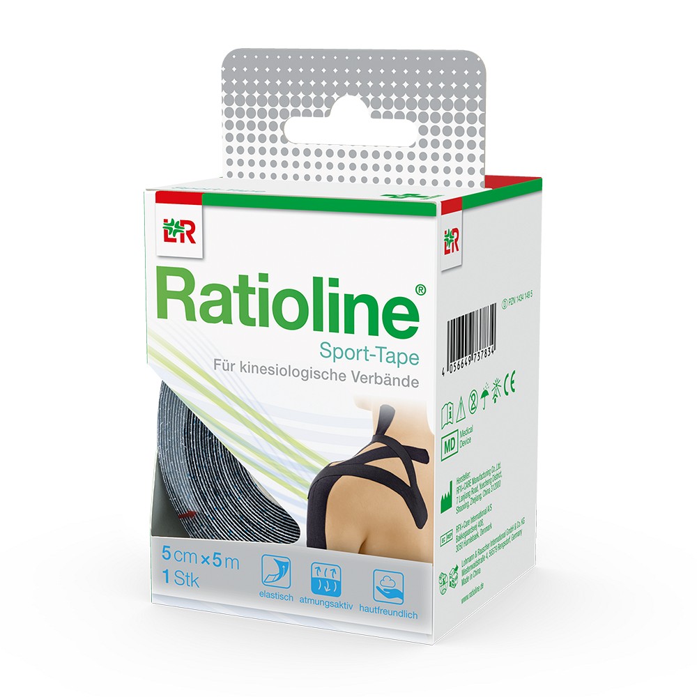 RATIOLINE Sport-Tape 5 cmx5 m schwarz - 1Stk - PROTECT