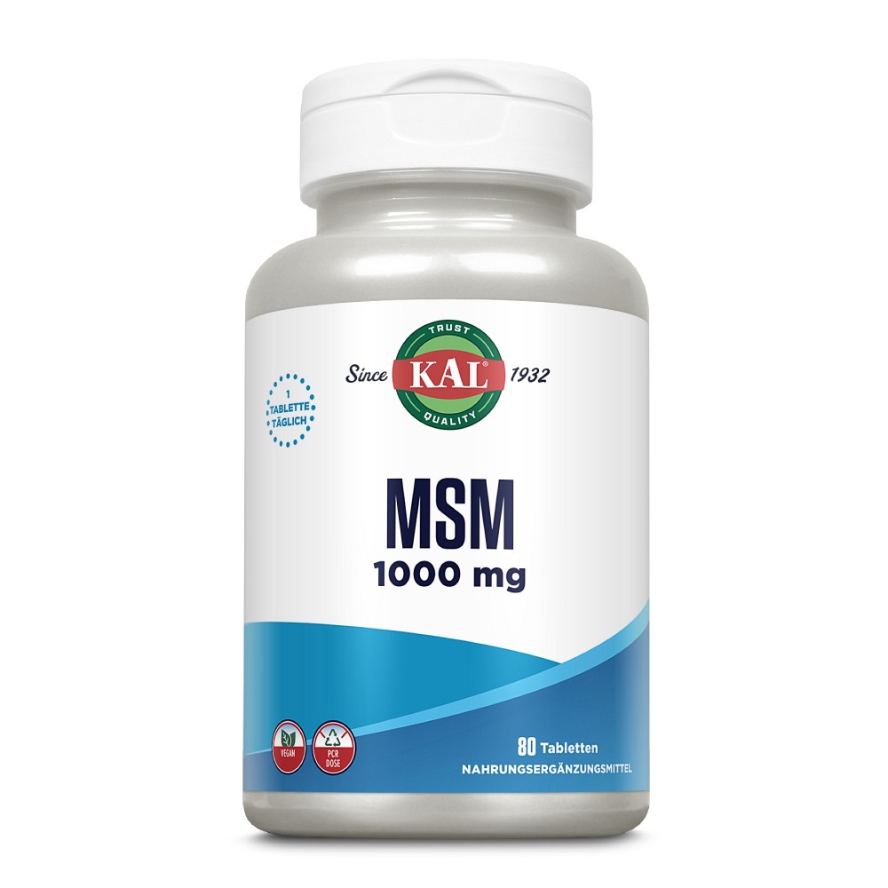 MSM 1000 mg KAL Tabletten - 80Stk - Für Haut, Haare & Knochen