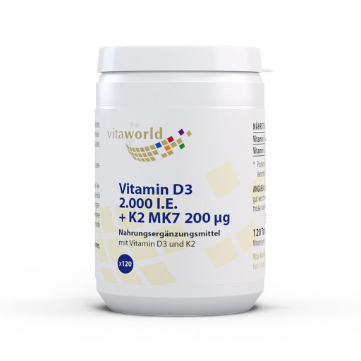 VITAMIN D3+K2 2000 I.E./200 µg Tabletten - 120Stk