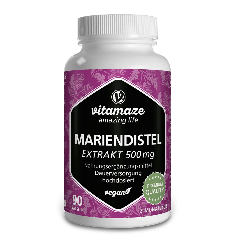 MARIENDISTEL 500 mg Extrakt hochdosiert vegan Kps. - 90Stk - Entgiften-Entschlacken-Entsäuern