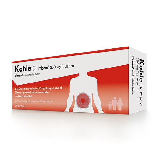 KOHLE Dr.Mann 250 mg Tabletten - 20Stk - Durchfall