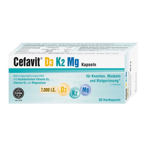 CEFAVIT D3 K2 Mg 7.000 I.E. Hartkapseln - 60Stk - Vitamin D3 K2