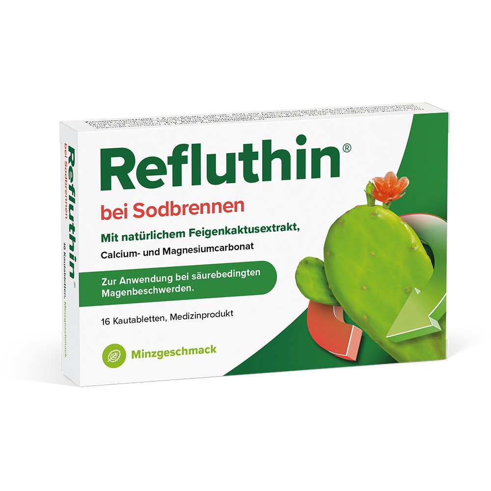 REFLUTHIN bei Sodbrennen Kautabletten Minze - 16Stk - Entgiften-Entschlacken-Entsäuern