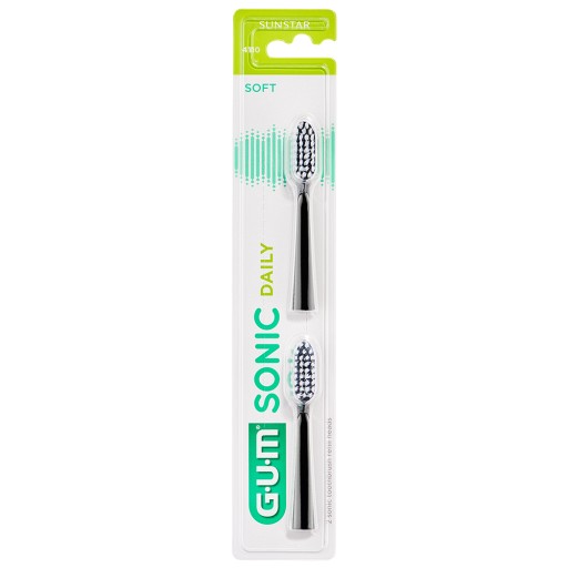 GUM SONIC DAILY Ersatzbürstenköpfe schwarz - 2Stk - GUM