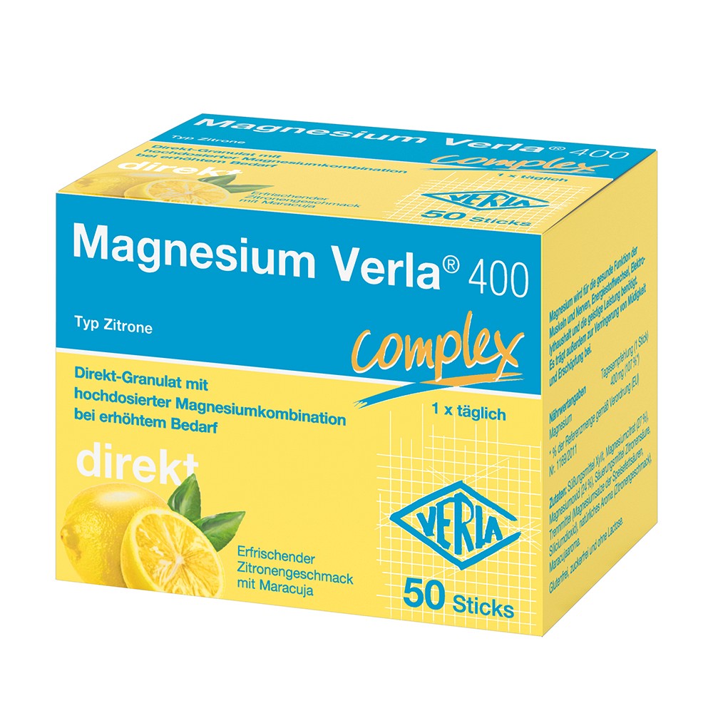 MAGNESIUM VERLA 400 Zitrone Direkt-Granulat - 50Stk