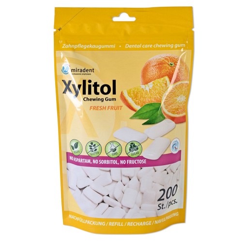 MIRADENT Xylitol Chewing Gum fresh fruit Refill - 200Stk - Zahn- & Mundpflege