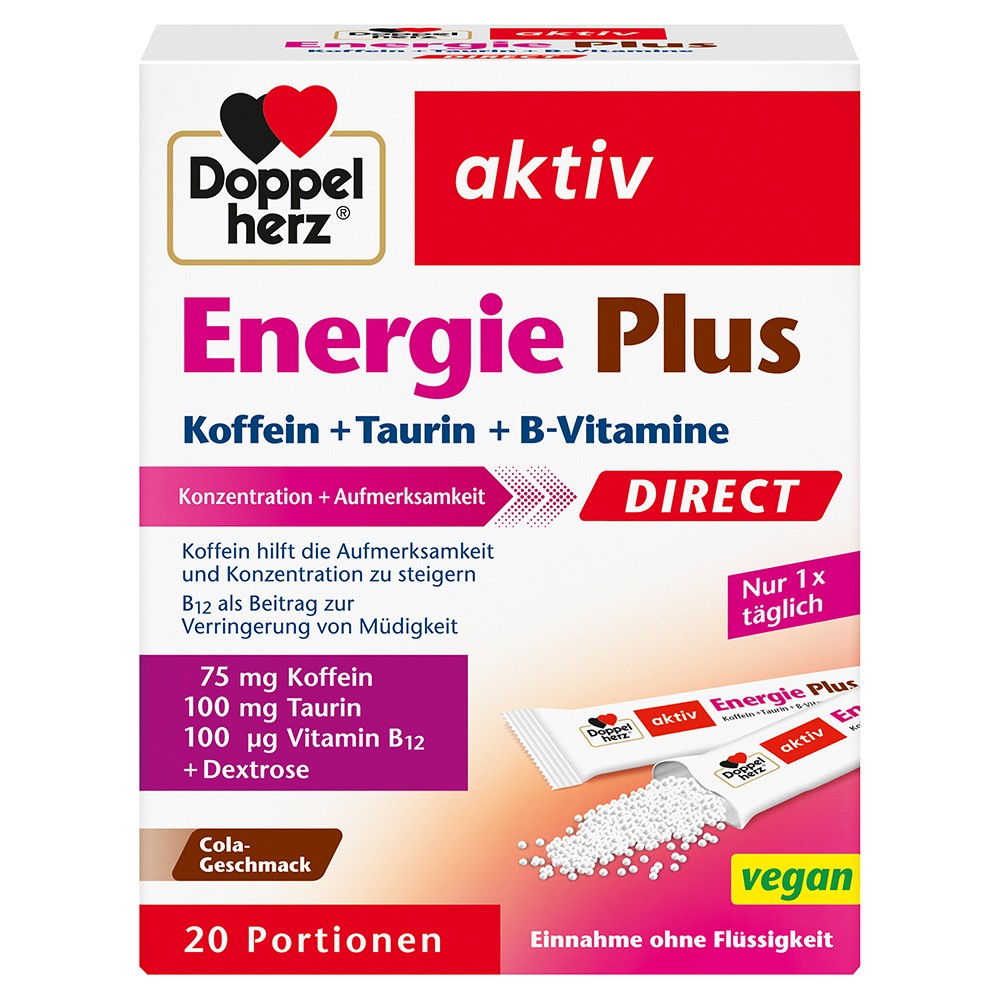 DOPPELHERZ Energie Plus DIRECT Pellets - 20Stk - Gedächtnis, Nerven & Beruhigung