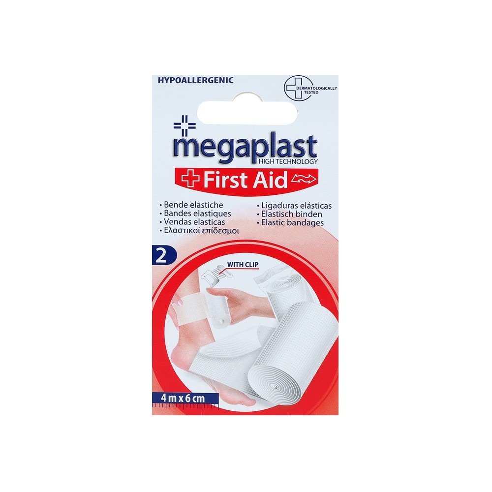 ELASTISCHE BINDE 6 cmx4 m m.Klemme megaplast - 2Stk