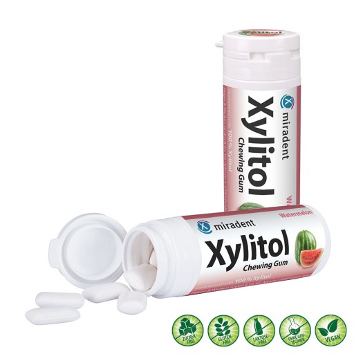 MIRADENT Xylitol Chewing Gum Wassermelone - 30Stk - Zahn- & Mundpflege