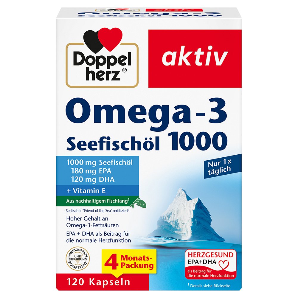 DOPPELHERZ Omega-3 Seefischöl 1000 Kapseln - 120Stk - Herz-Kreislauf