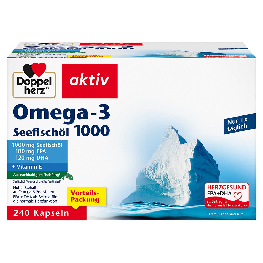 DOPPELHERZ Omega-3 Seefischöl 1000 Kapseln - 240Stk - Herz-Kreislauf