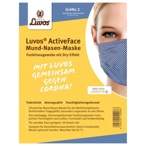 LUVOS ActiveFace Mund-Nase-Maske Gr.2 blaugem. - 1Stk - Mundschutz