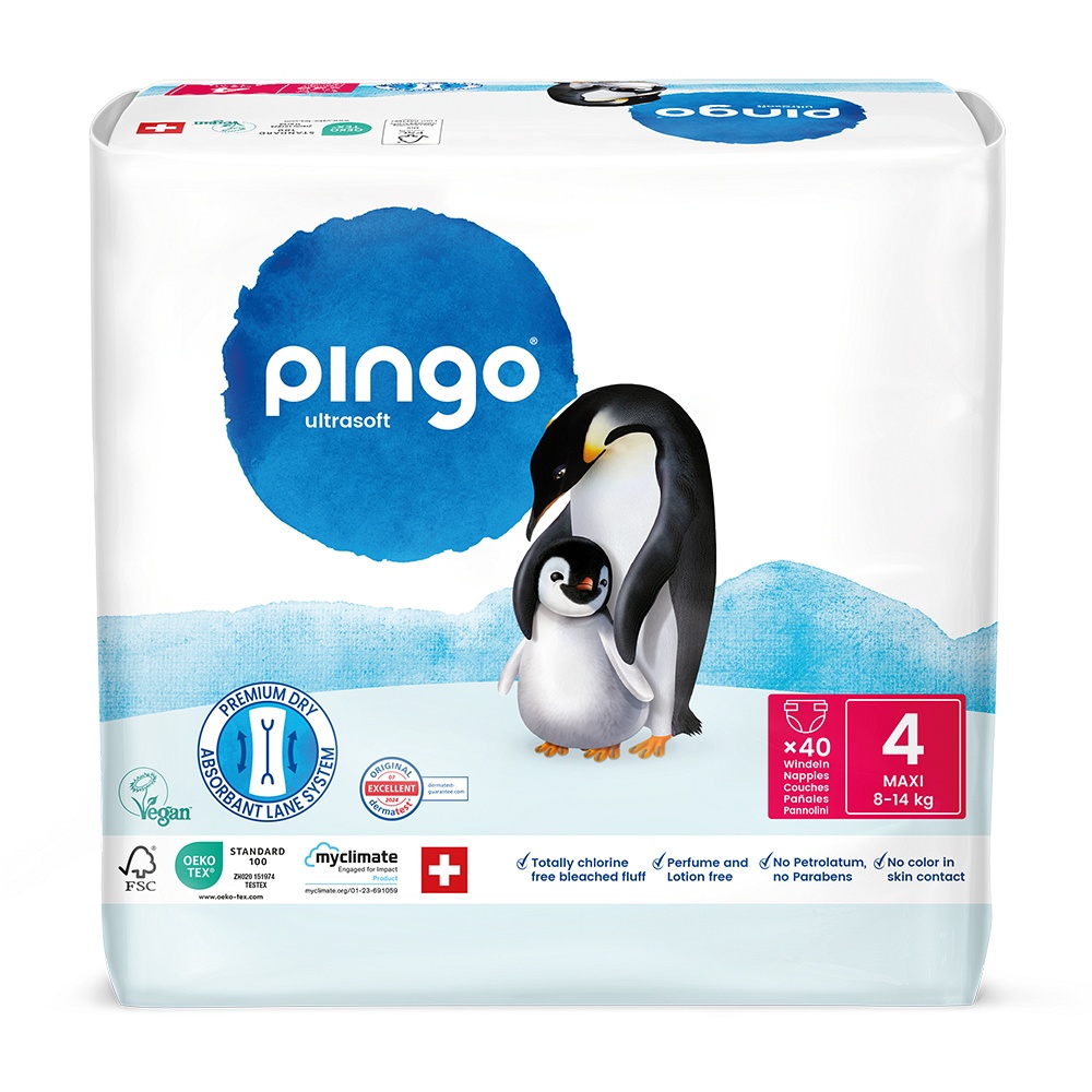 BIO WINDELN Nr.4 maxi 8-14 kg Pinguin PINGO SWISS - 40Stk