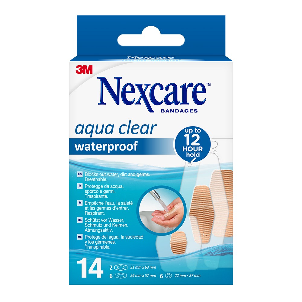 NEXCARE Aqua Clear waterproof assortiert 3 Größen - 14Stk