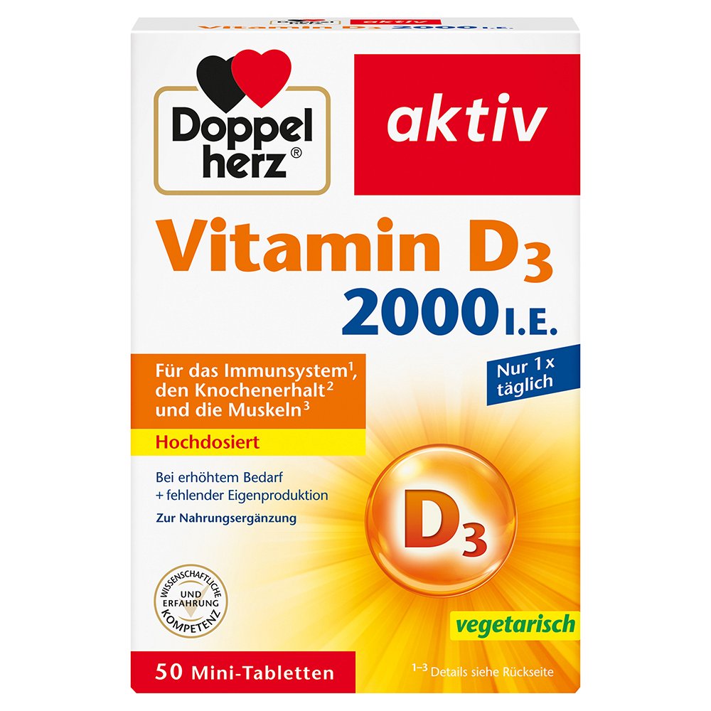 DOPPELHERZ Vitamin D3 2000 I.E. Tabletten - 50Stk - Immunsystem & Zellschutz