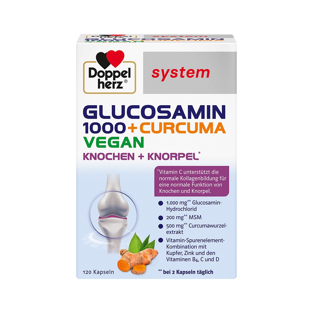 DOPPELHERZ Glucosamin 1000+Curcuma vegan syst.Kps. - 120Stk - Muskeln, Knochen & Bewegungsapparat
