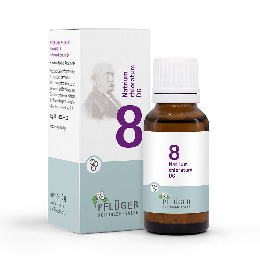 BIOCHEMIE Pflüger 8 Natrium chloratum D 6 Globuli - 15g - Biochemie Pflüger