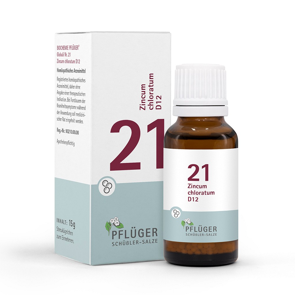 BIOCHEMIE Pflüger 21 Zincum chloratum D 12 Globuli - 15g - Biochemie Pflüger
