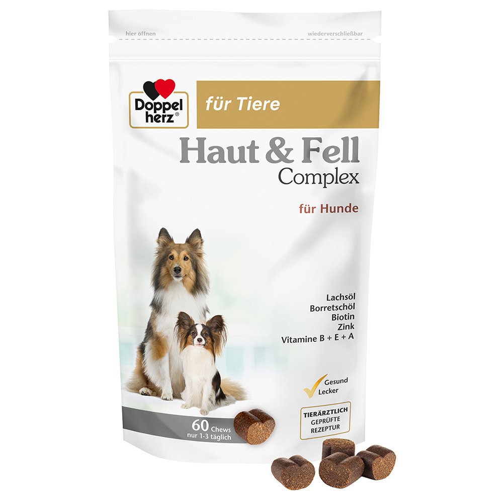 DOPPELHERZ für Tiere Haut&Fell Compl.Chews f.Hunde - 60Stk - für Tiere
