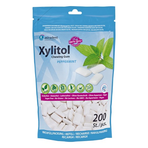 MIRADENT Xylitol Chewing Gum Minze Refill - 200Stk - Zahn- & Mundpflege