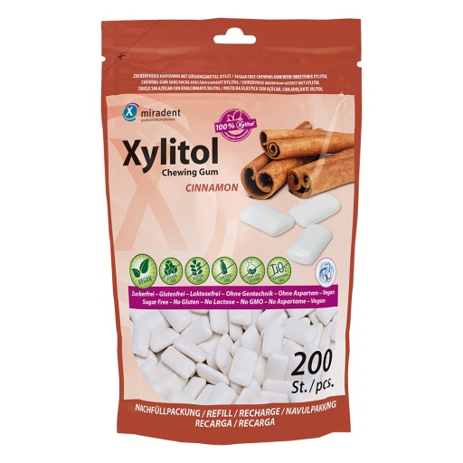 MIRADENT Xylitol Chewing Gum Zimt Refill - 200Stk - Zahn- & Mundpflege