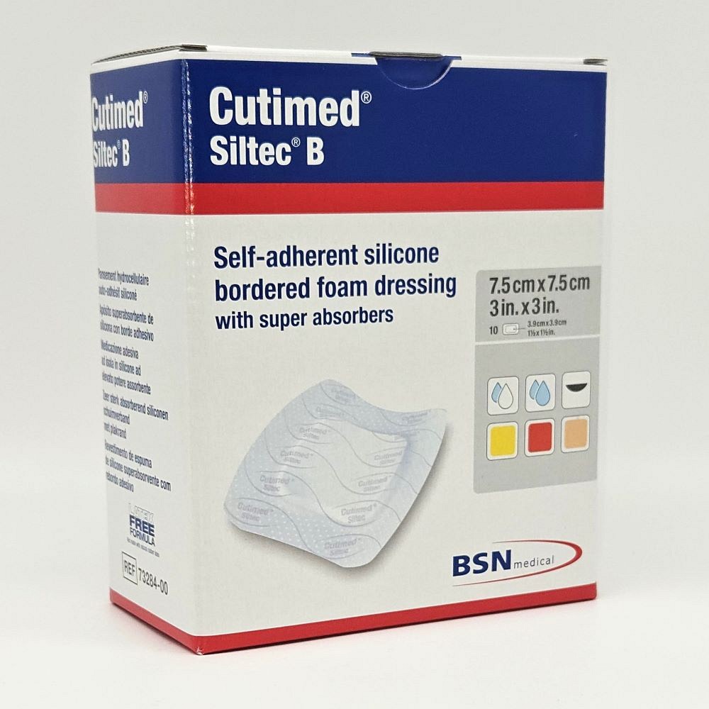 CUTIMED Siltec B Schaumverb.7,5x7,5 cm m.Haftr. - 10Stk