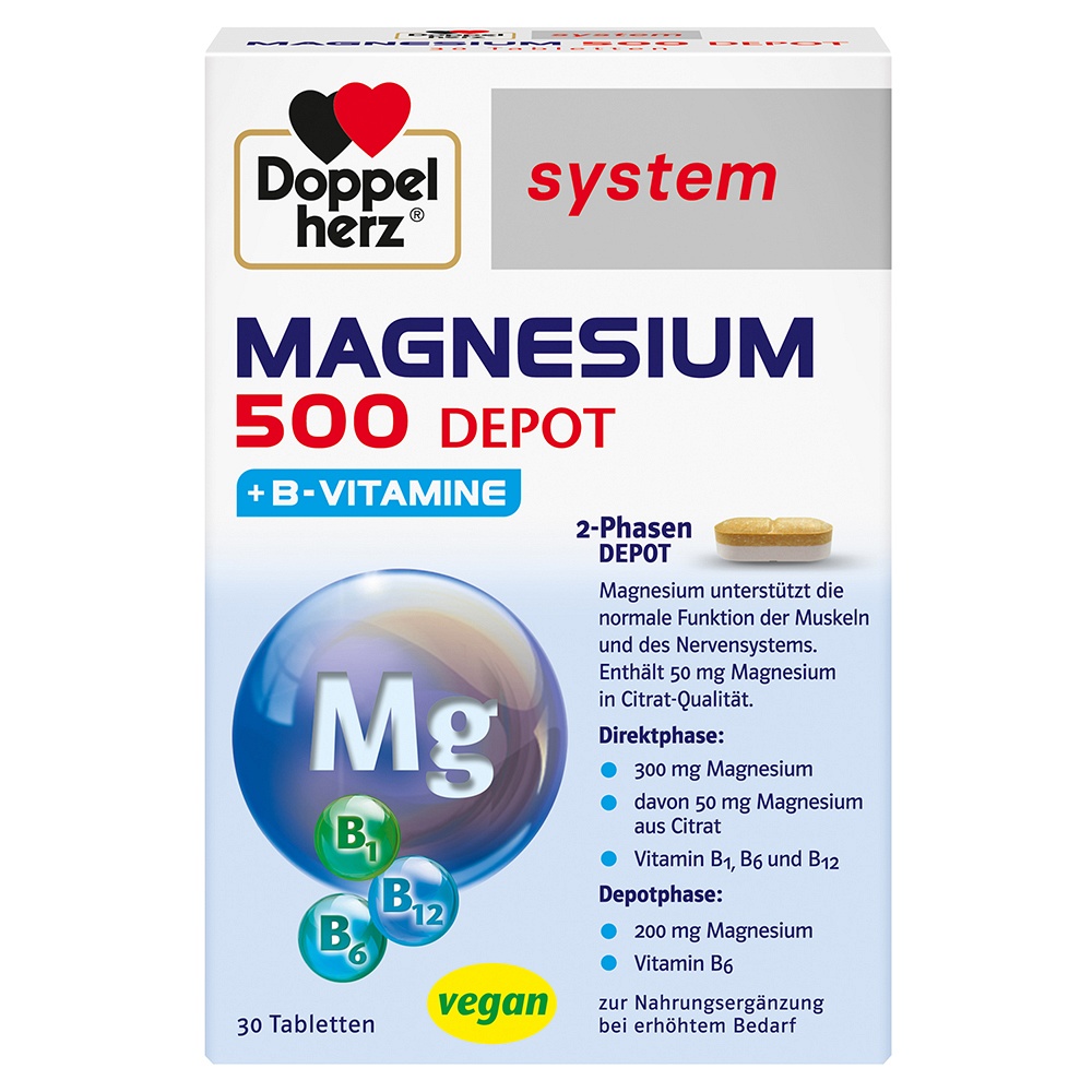 DOPPELHERZ Magnesium 500 Depot system Tabletten - 30Stk - Doppelherz® System