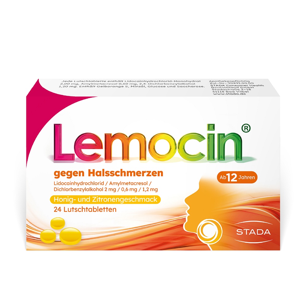 LEMOCIN gegen Halsschmerzen Honig-u.Zitroneng.Lut. - 24Stk