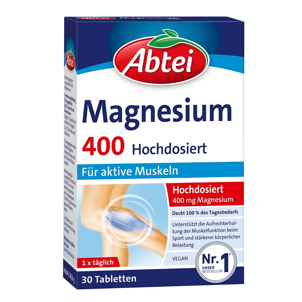 ABTEI Magnesium 400 hochdosiert Tabletten - 30Stk - Abtei®