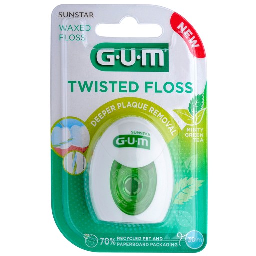 GUM TWISTED FLOSS waxed Zahnseide 50 m - 1Stk - Zahnseide