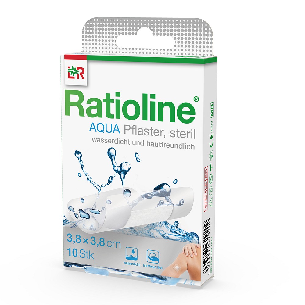 RATIOLINE aqua Pflaster 3,8x3,8 cm steril - 10Stk