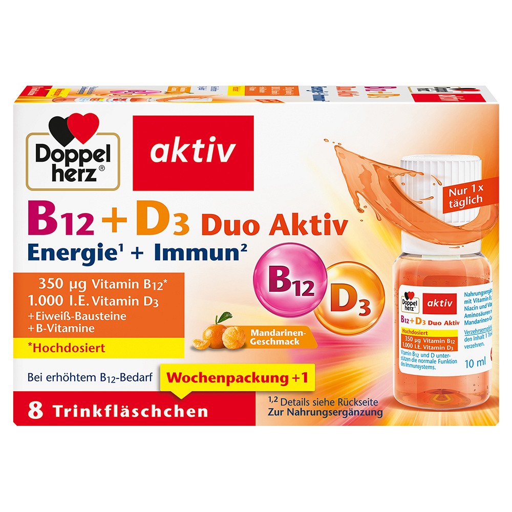 DOPPELHERZ B12+D3 Duo Aktiv Trinkampullen - 8Stk - Ernährung & Wohlfühlen
